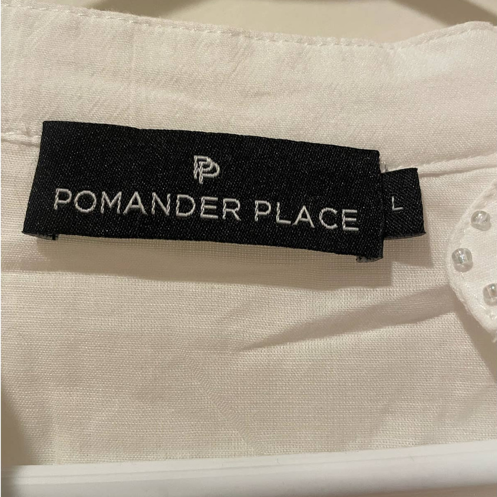 NWOT Pomander Place Ophelia Dropwaist Coverup White Beaded Vacation Dress Large - Picture 9 of 10